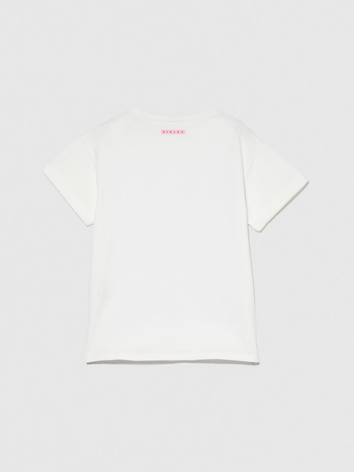 T-shirt with flip-up sequins - girls' short sleeve t-shirts - White | Sisley Young image number 2